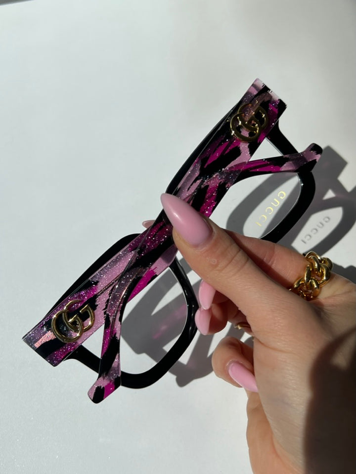 Gucci GG1549O Thick Rim Square Frames in Black Pink