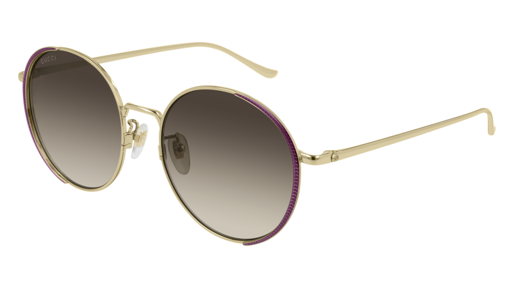 Gucci GG0401SK Gold Purple Round Sunglasses