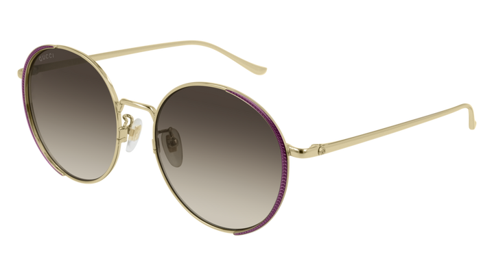 Gucci GG0401SK Gold Purple Round Sunglasses