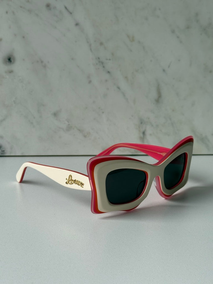 Loewe LW40140U Layered Cat Eye Sunglasses in Beige Red