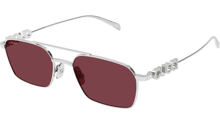 Gucci GG1804S Silver Red Aviator Sunglasses