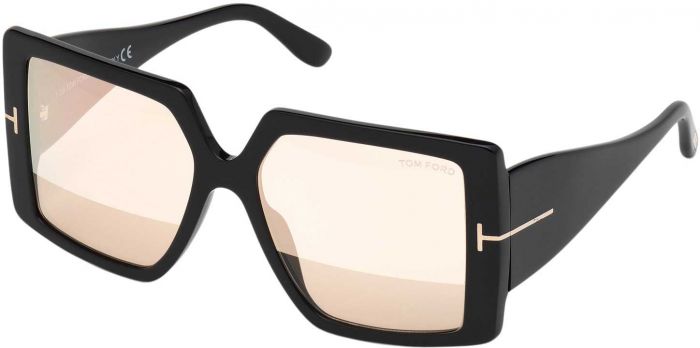Tom Ford Quinn FT0790 Square Black Gold Mirror Sunglasses