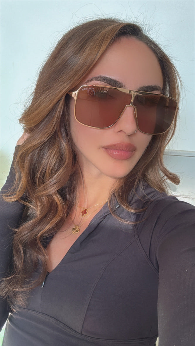 Tom Ford Zappa FT1173 Aviator Sunglasses in Gold Brown