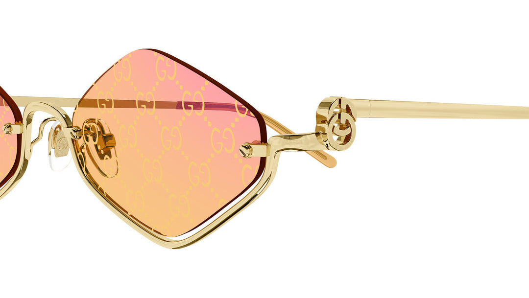 Gucci GG1604S Half Rim Sunglasses in Orange Logo Lens