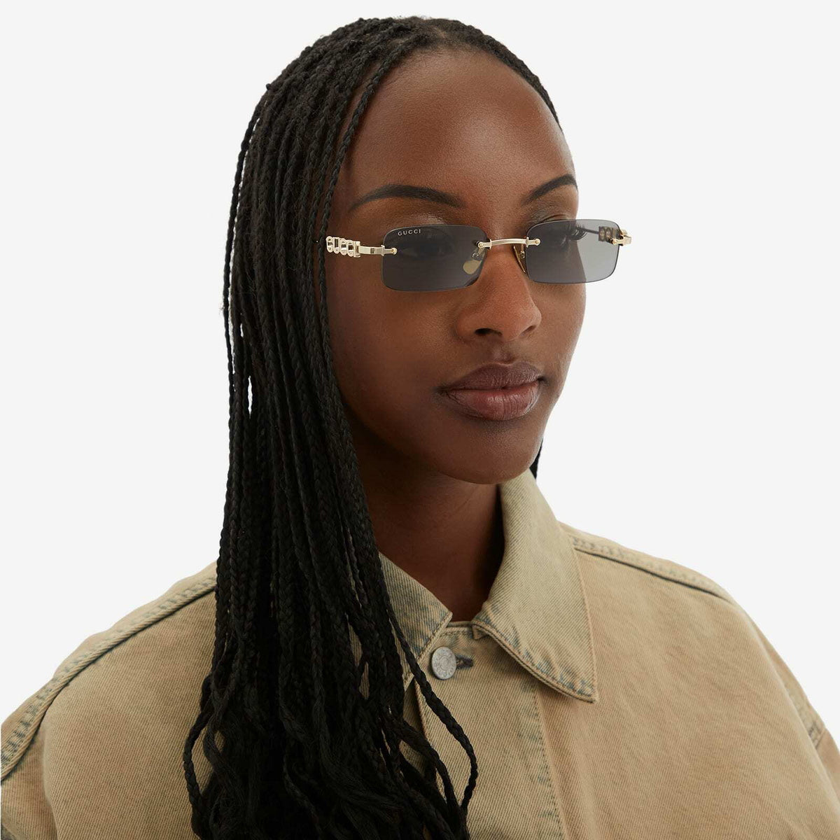 Gucci GG1808S Rimless Sunglasses in Grey Mirror – Designer Daydream