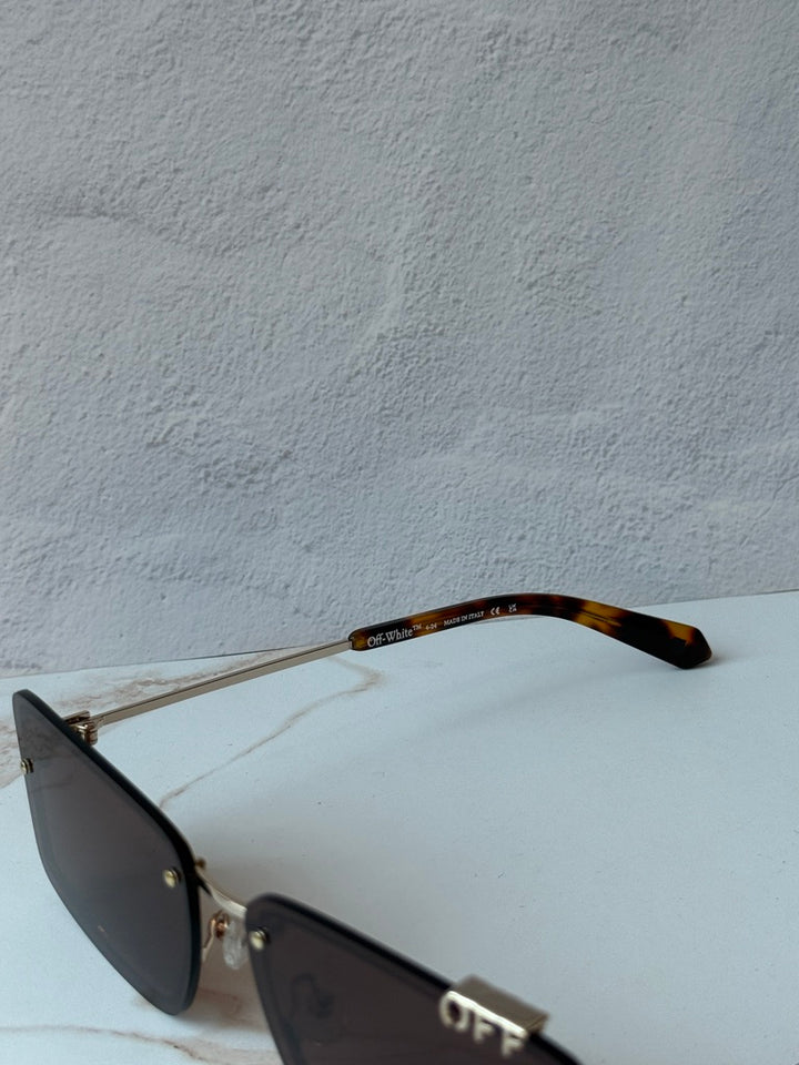 Off White Tampa Rectangular Rimless Sunglasses in Brown