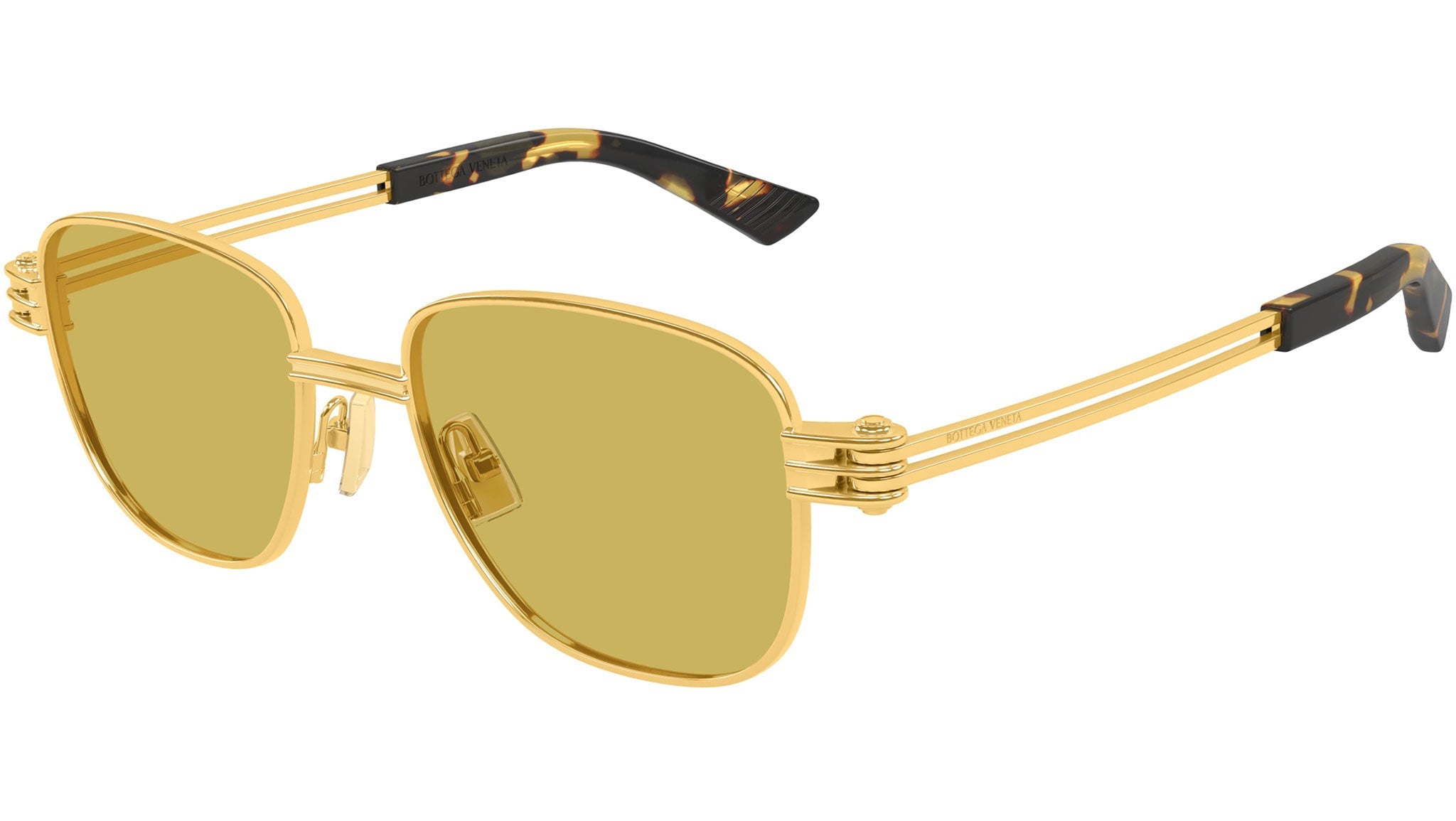 Bottega Veneta BV1380S Metal Sunglasses in Gold Yellow – Designer