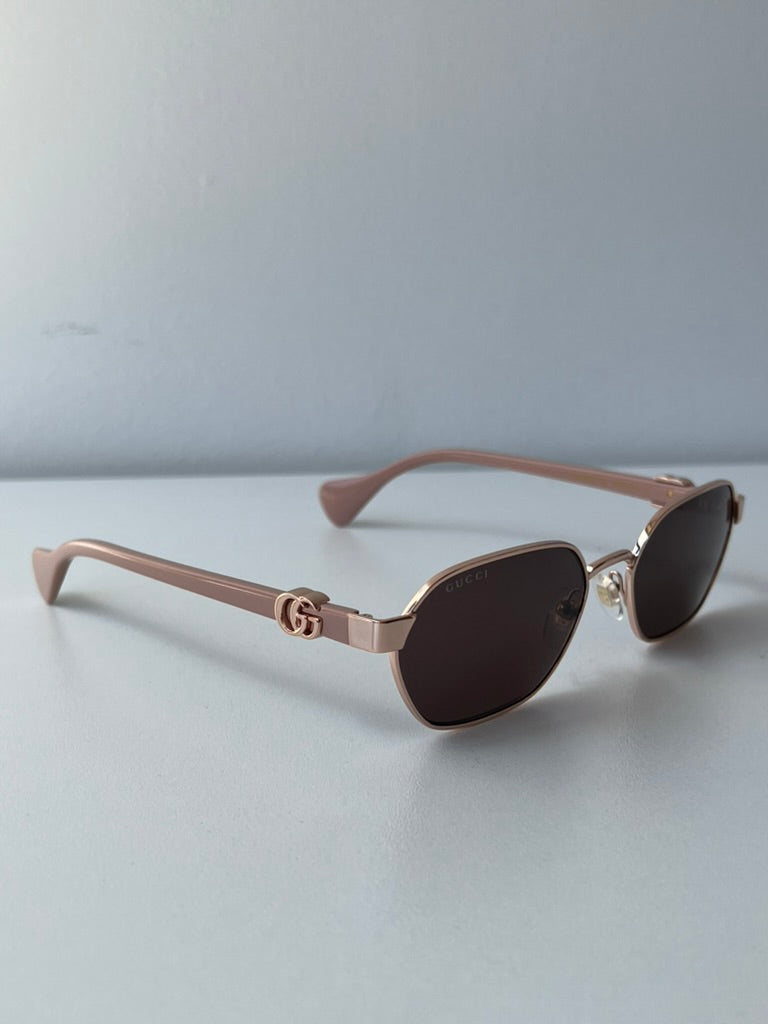 Gucci GG1593S Metal Oval Rose Gold Sunglasses