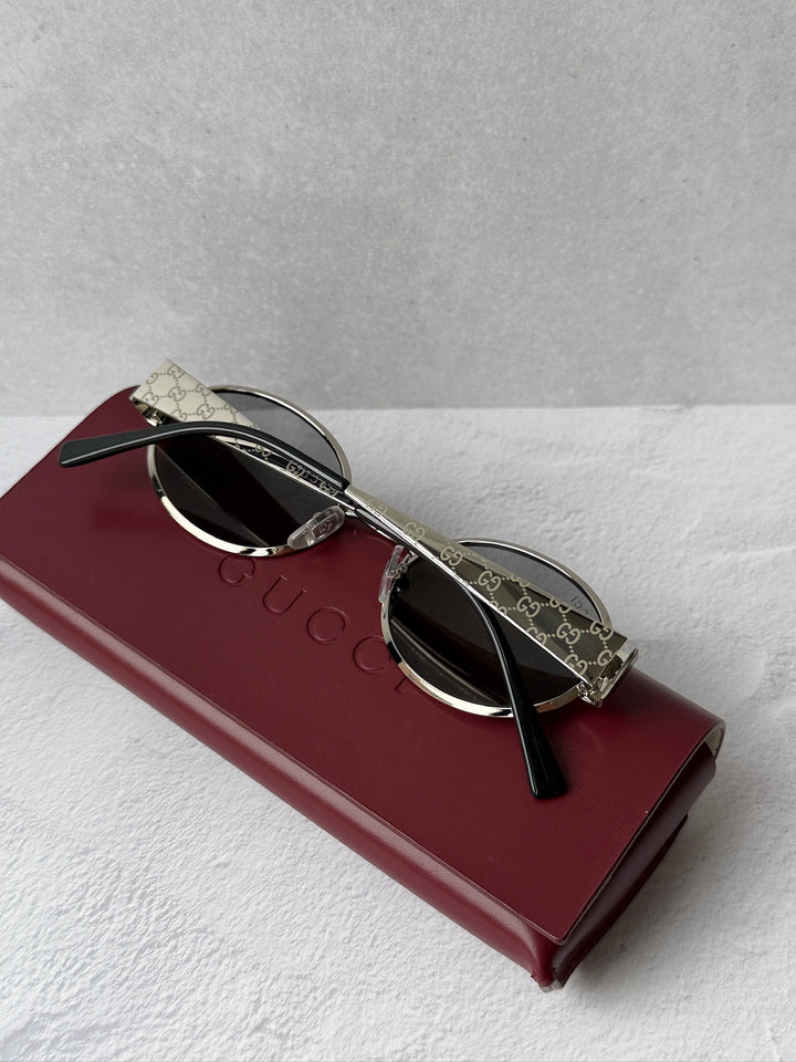 Gucci GG1854S Silver Monogram Mirror Oval Sunglasses