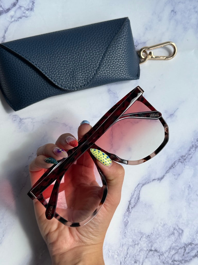 Loewe LW40001F Filipa Oversized Mask Sunglasses in Red Havana