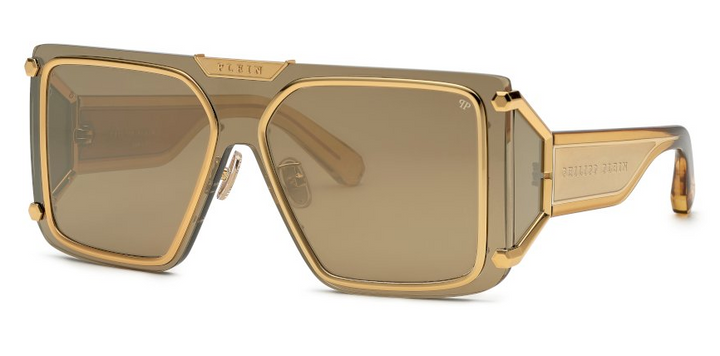 Philipp Plein SPP096M Gold Mirror Mask Aviators