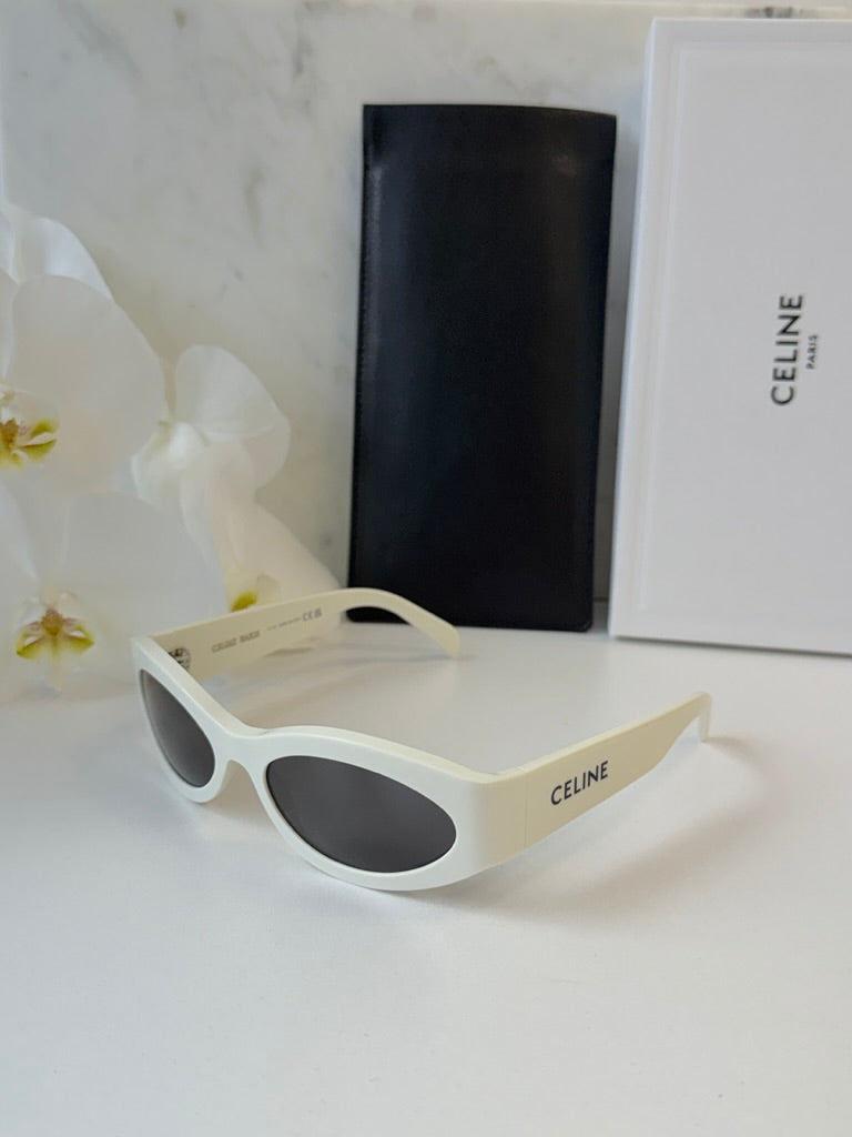 Celine CL40288I Monochroms White Cat Eye Sunglasses – Designer