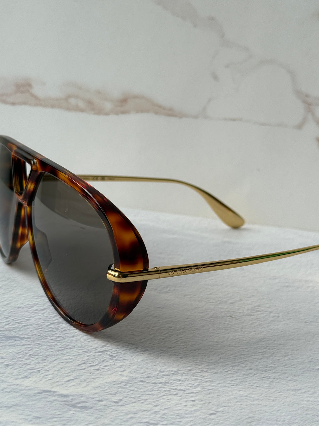 Bottega Veneta BV1274S Tortoiseshell Aviator Sunglasses