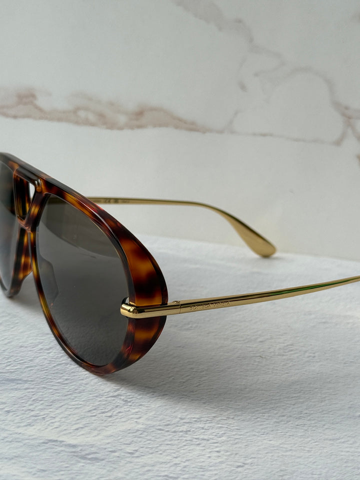 Bottega Veneta BV1274S Tortoiseshell Aviator Sunglasses