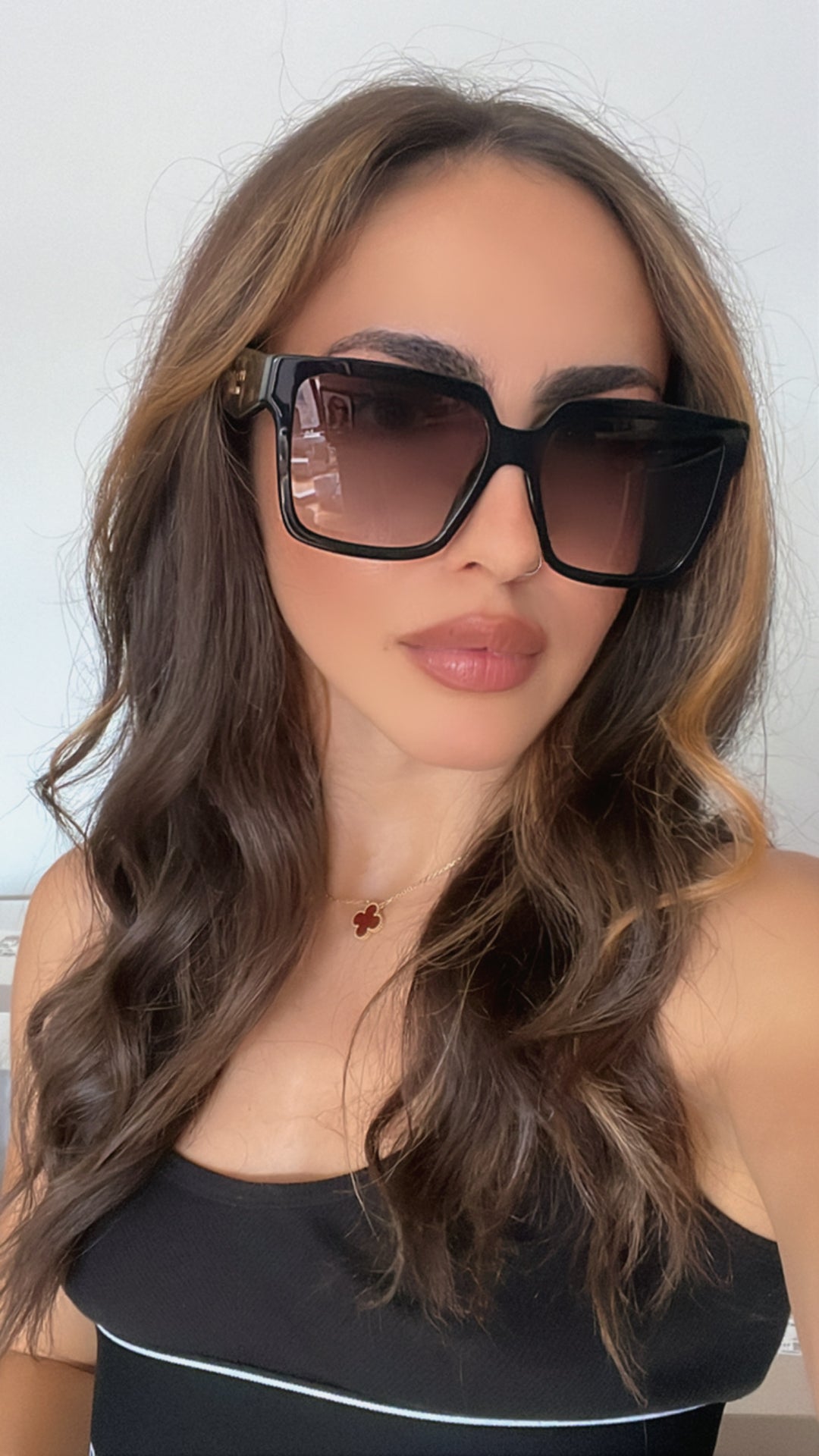 Prada oversized sunglasses in black havana, square frame with dark lenses