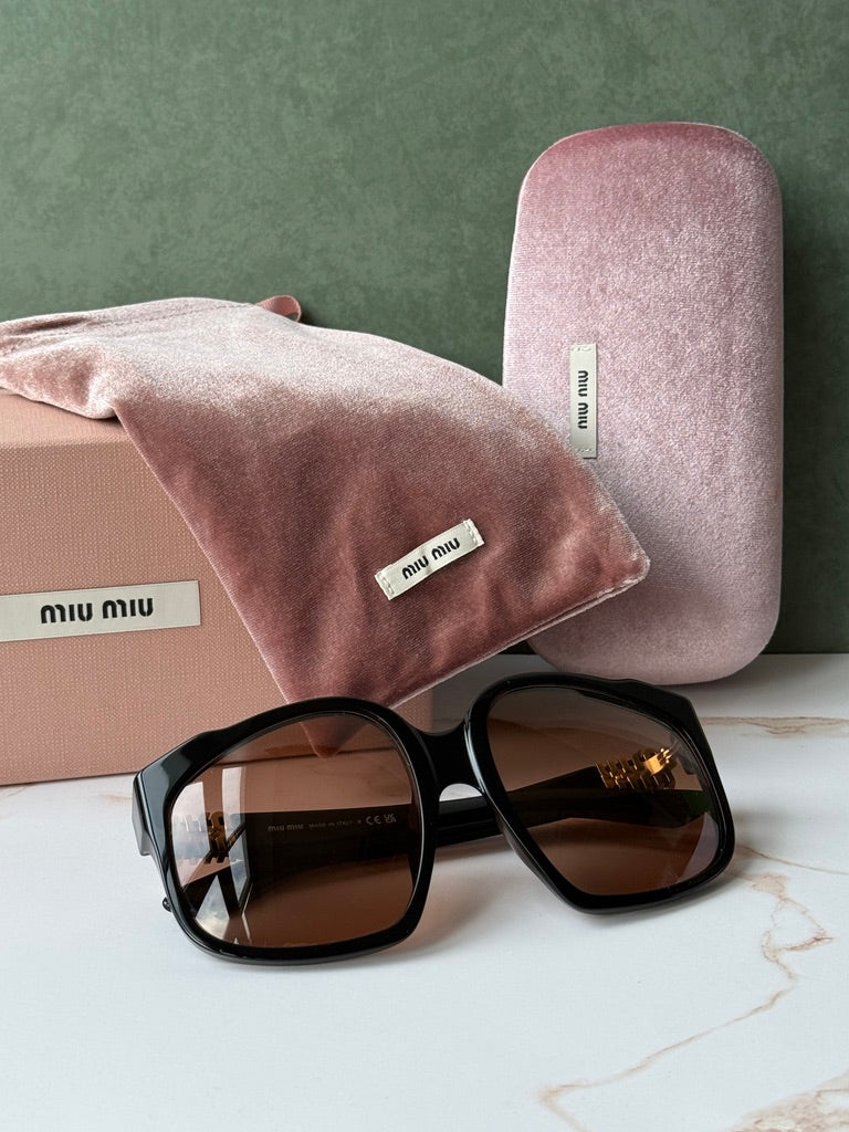 Miu Miu MUA07S Black Brown Oversized Sunglasses | Designer Daydream