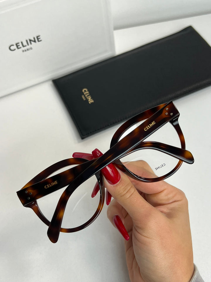 Celine CL50003I Monturas de anteojos tipo ojo de gato gruesas en negro