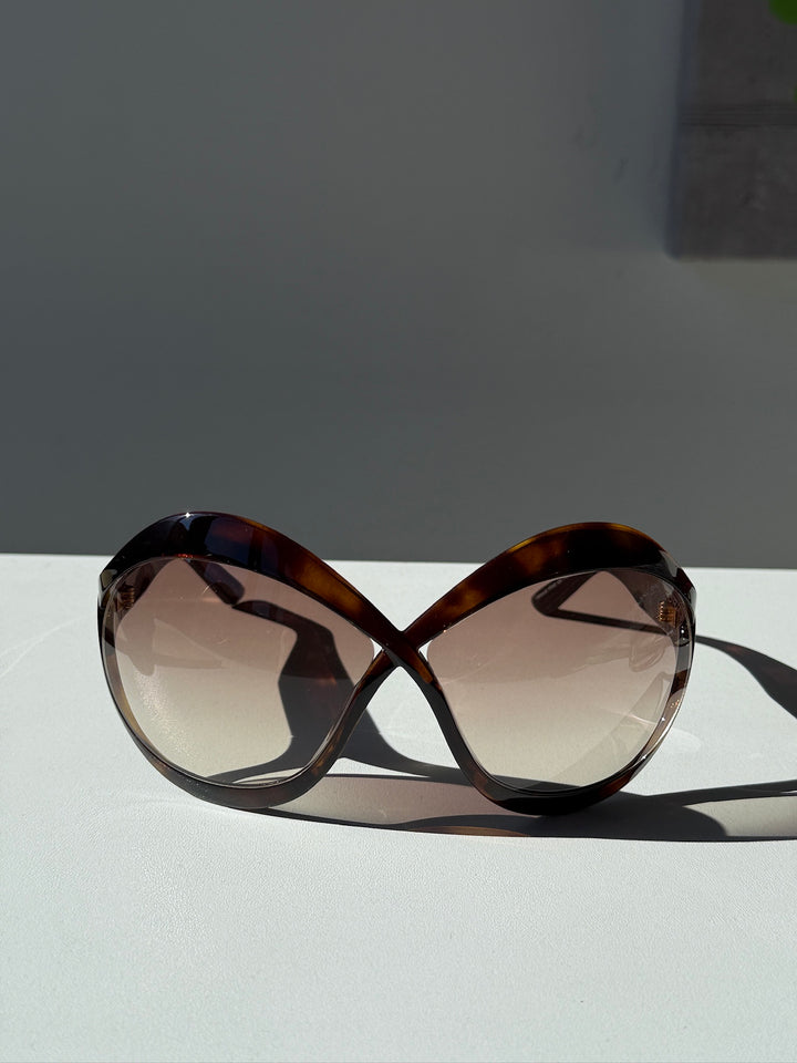 Tom Ford Carine FT0902 Havana Brown Mask Sunglasses