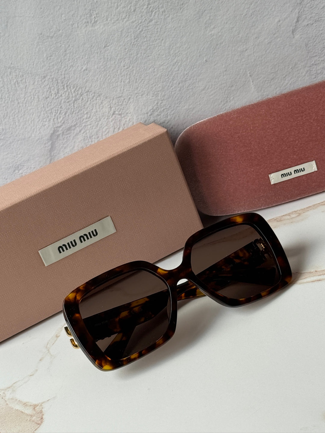 Miu Miu MU10YS Havana Brown Square Sunglasses