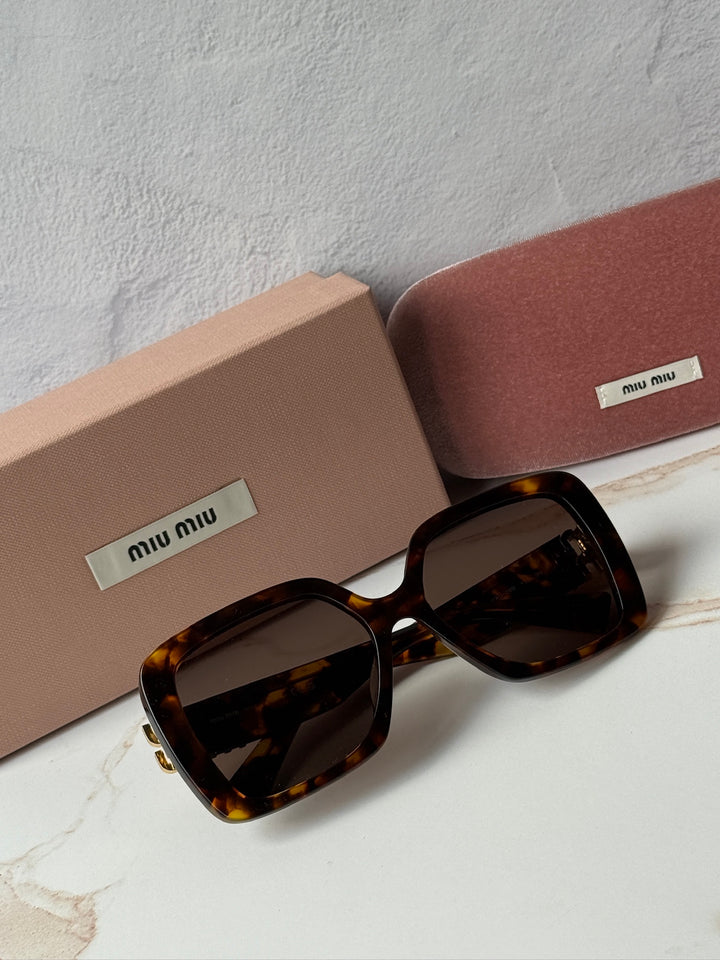 Miu Miu MU10YS Havana Brown Square Sunglasses
