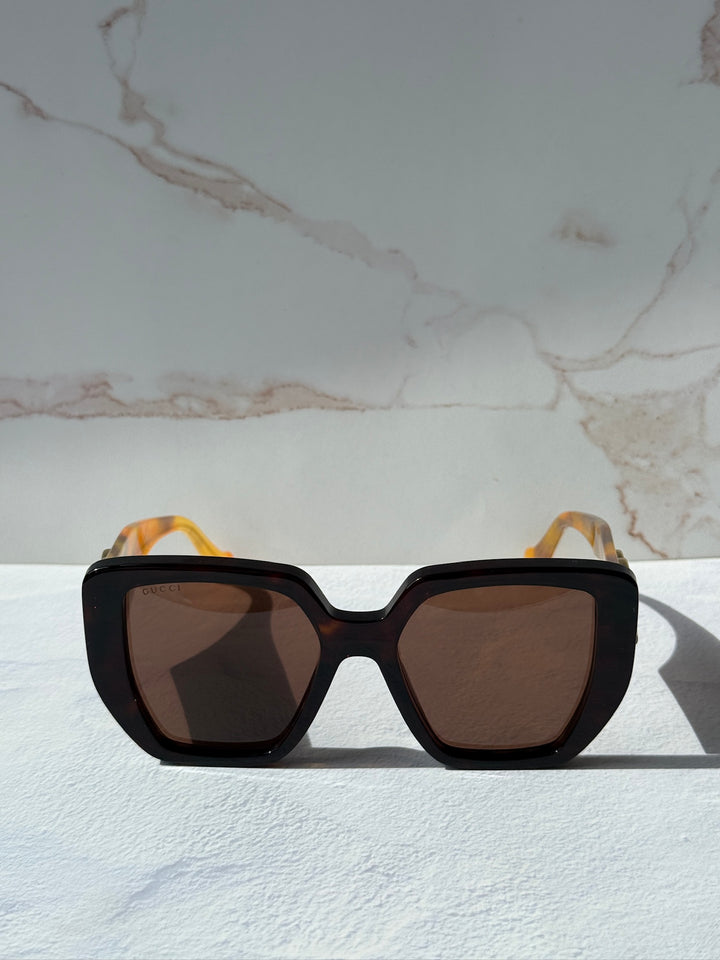 Gucci GG0956S Oversized Sunglasses in Havana Brown