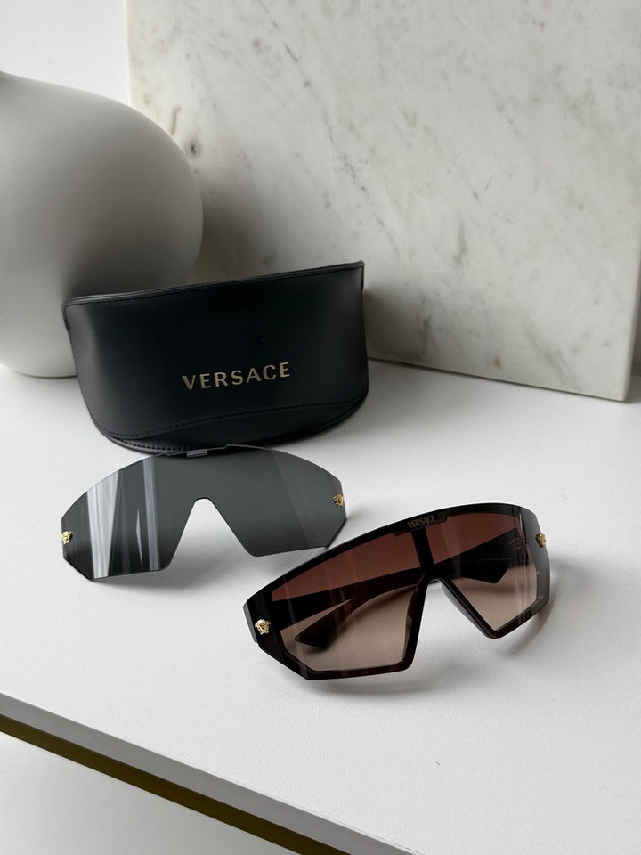 Versace VE4461 2 Lens Shield Sunglasses in Brown