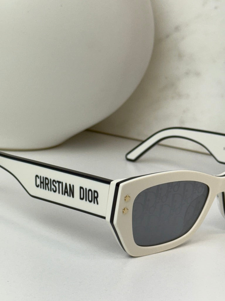 Dior Pacific S2U Cat Eye Sunglasses in White Logo Mirror
