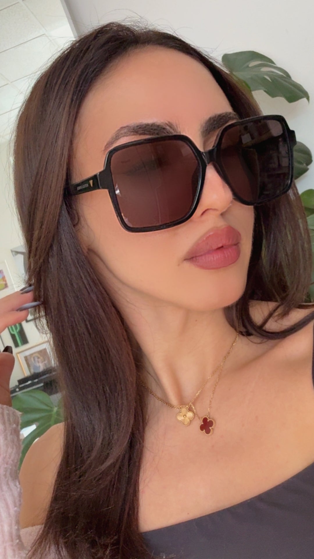 Bottega Veneta BV1317SK Square Sunglasses in Black