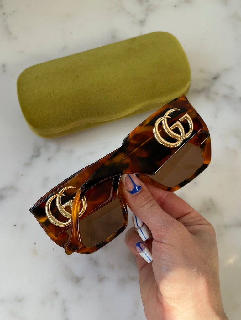 Gucci GG0956S Oversized Sunglasses in Brown Havana