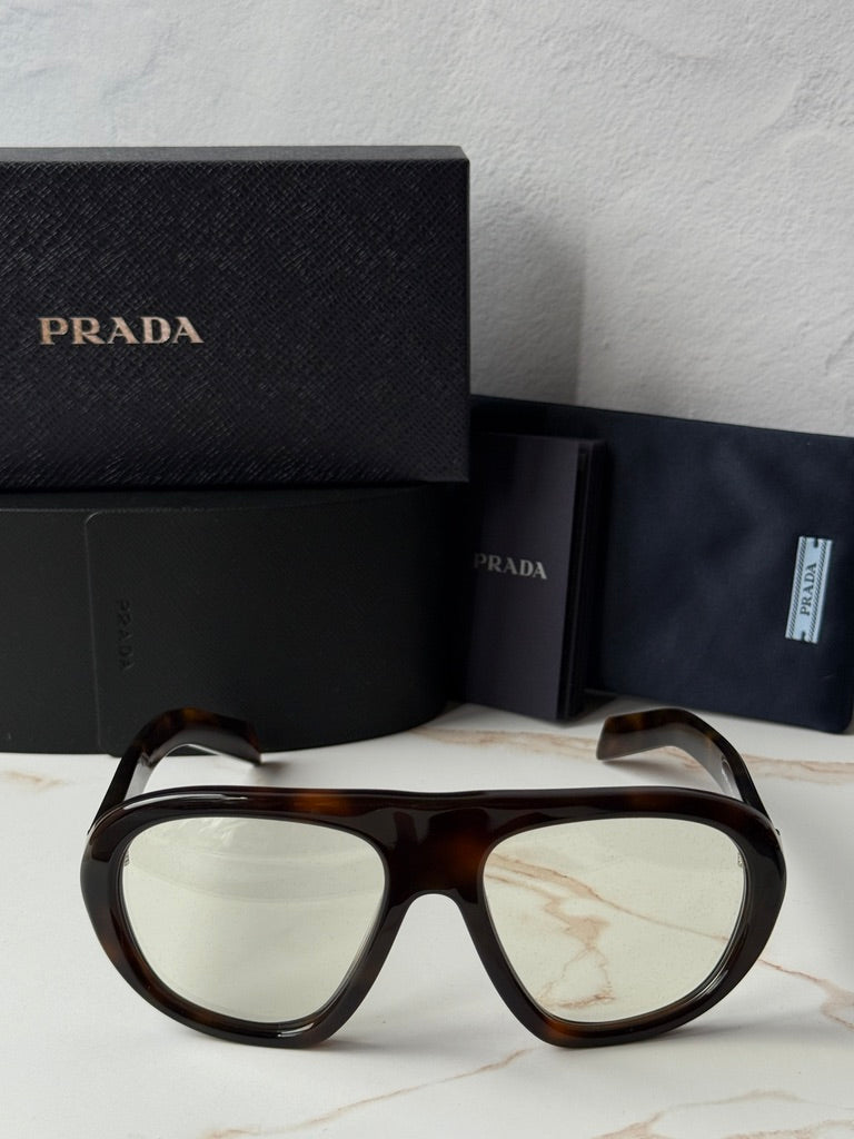 Prada PR C05S Aviator Sunglasses in Havana Bluelight