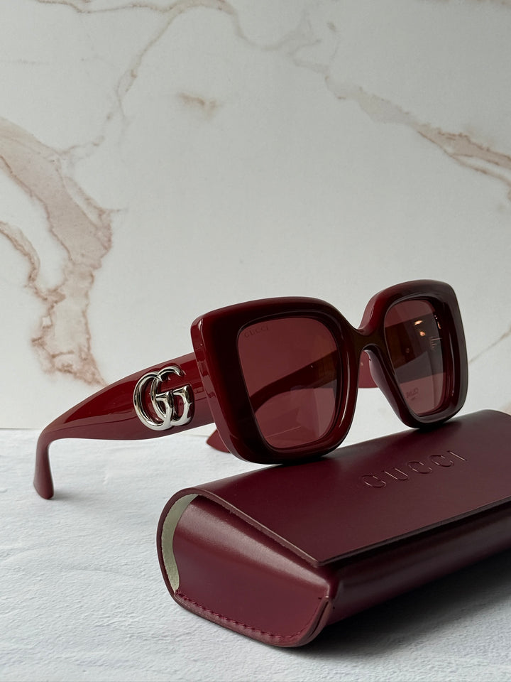 Gucci GG1975S Thick Rim Cat Eye Sunglasses in Burgundy