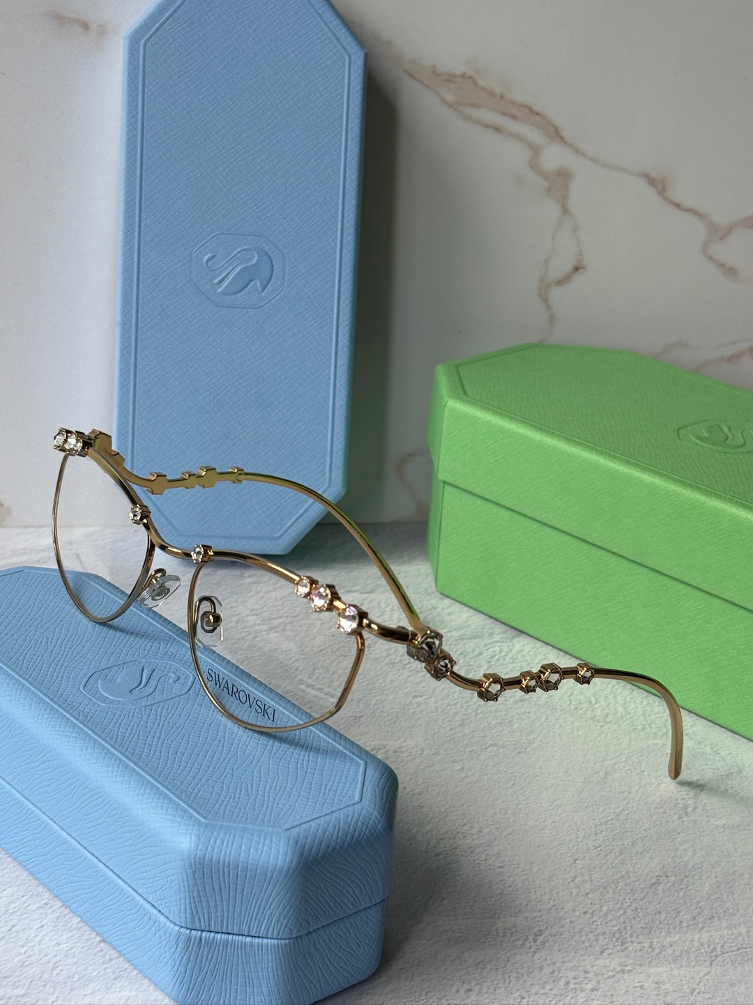 Swarovski SK1015 Gold Crystal Eyeglasses Frames