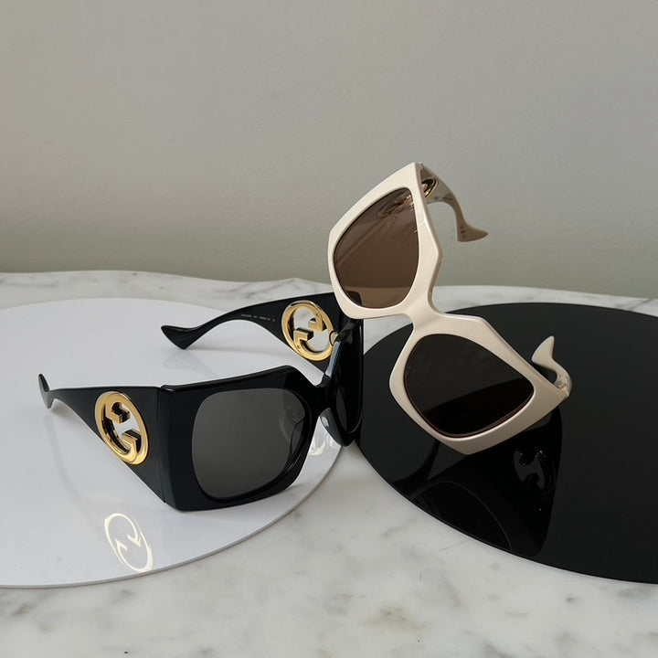 Gafas de sol Gucci GG1255S de gran tamaño con máscara color marfil