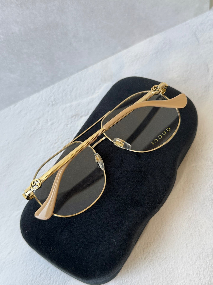 Gucci GG1091O Gold Oversized Aviator Eyeglasses Frames