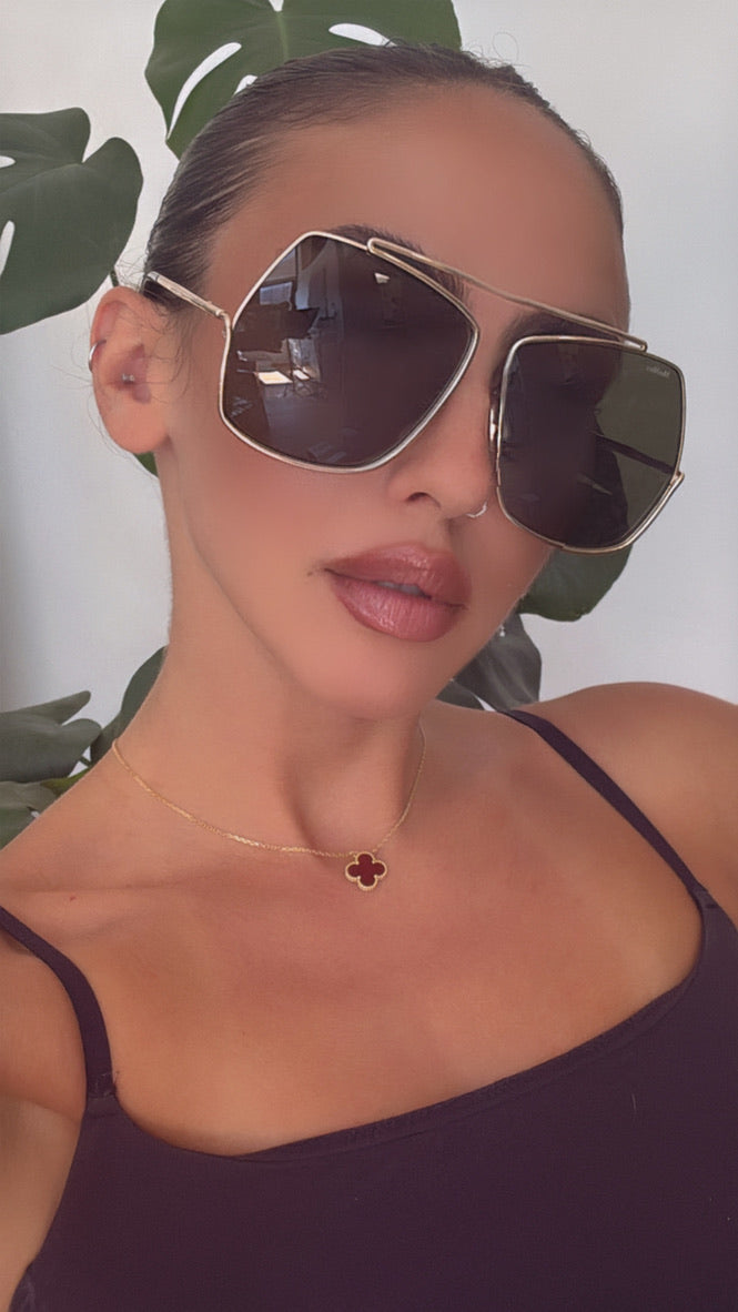 Max Mara MM0006/S Oversized Sunglasses in Gold Green