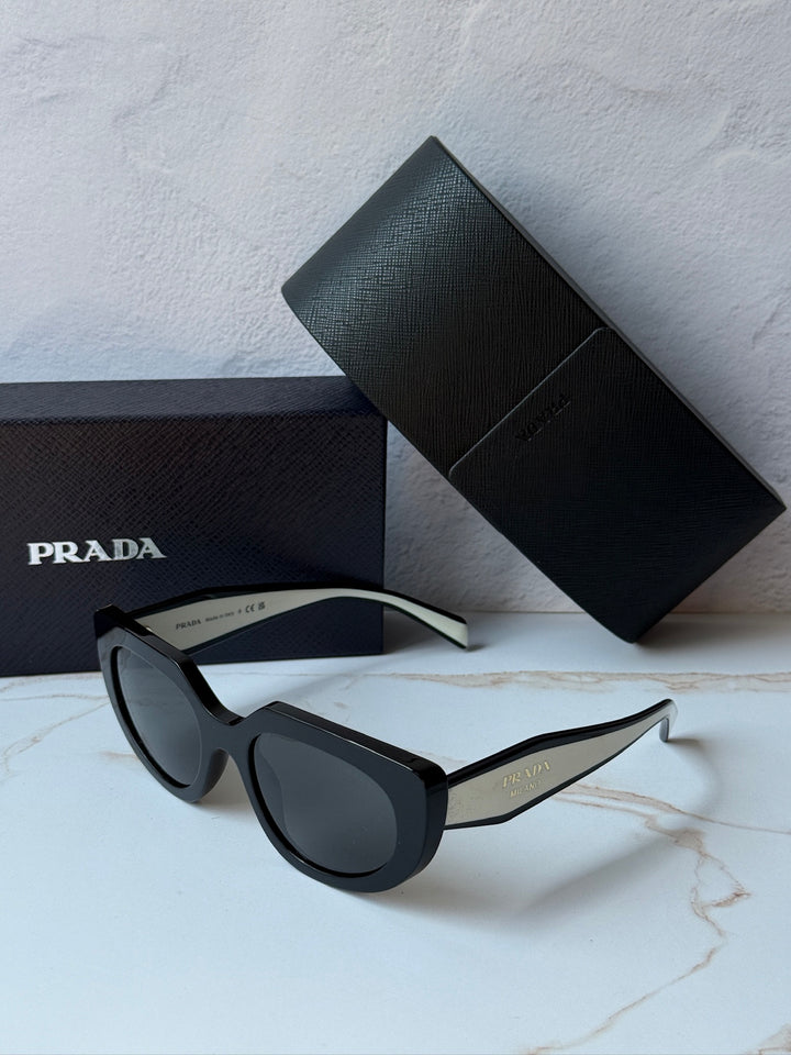 Prada PR D02S Cat Eye Sunglasses in Black White
