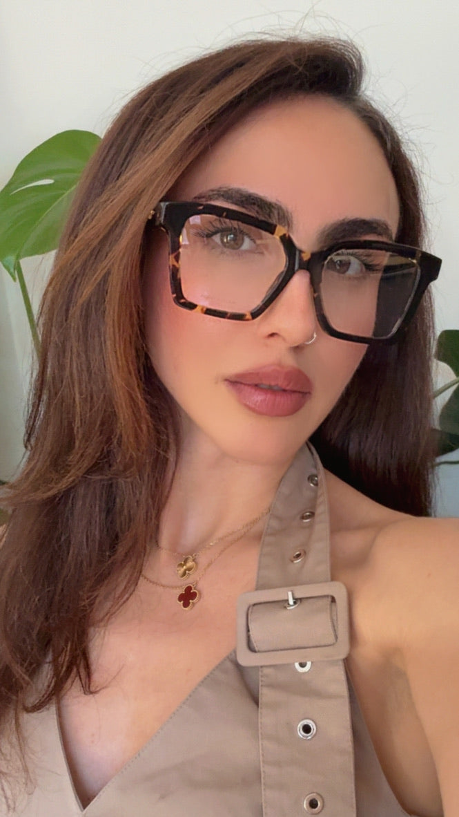 Bottega Veneta BV1458O Spotted Tortoise Square Thick Rim Frames
