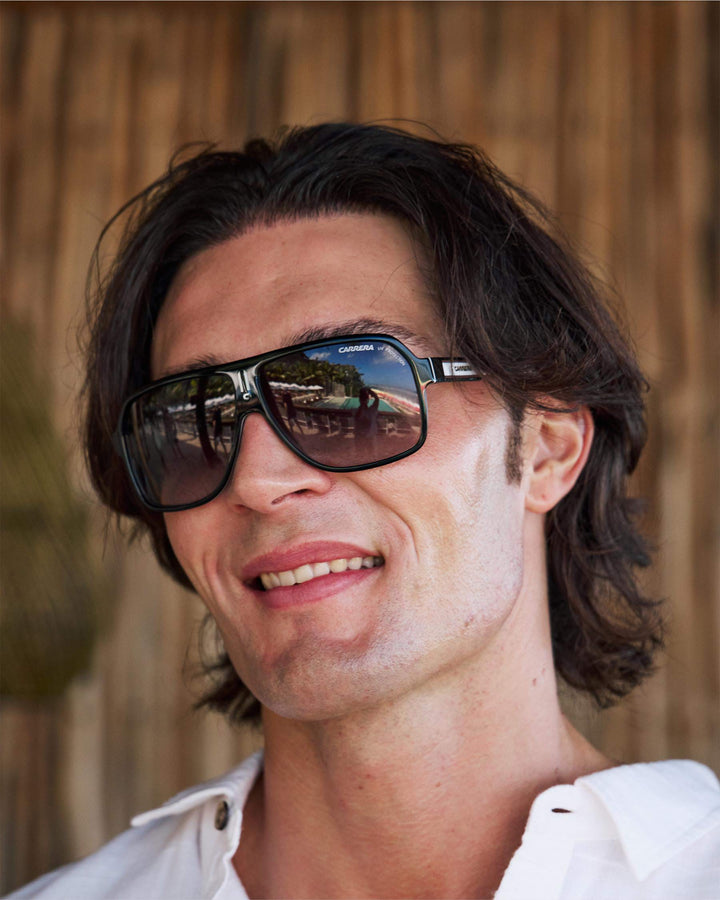 Carrera 27 Aviator Sunglasses in Black Grey Mirror