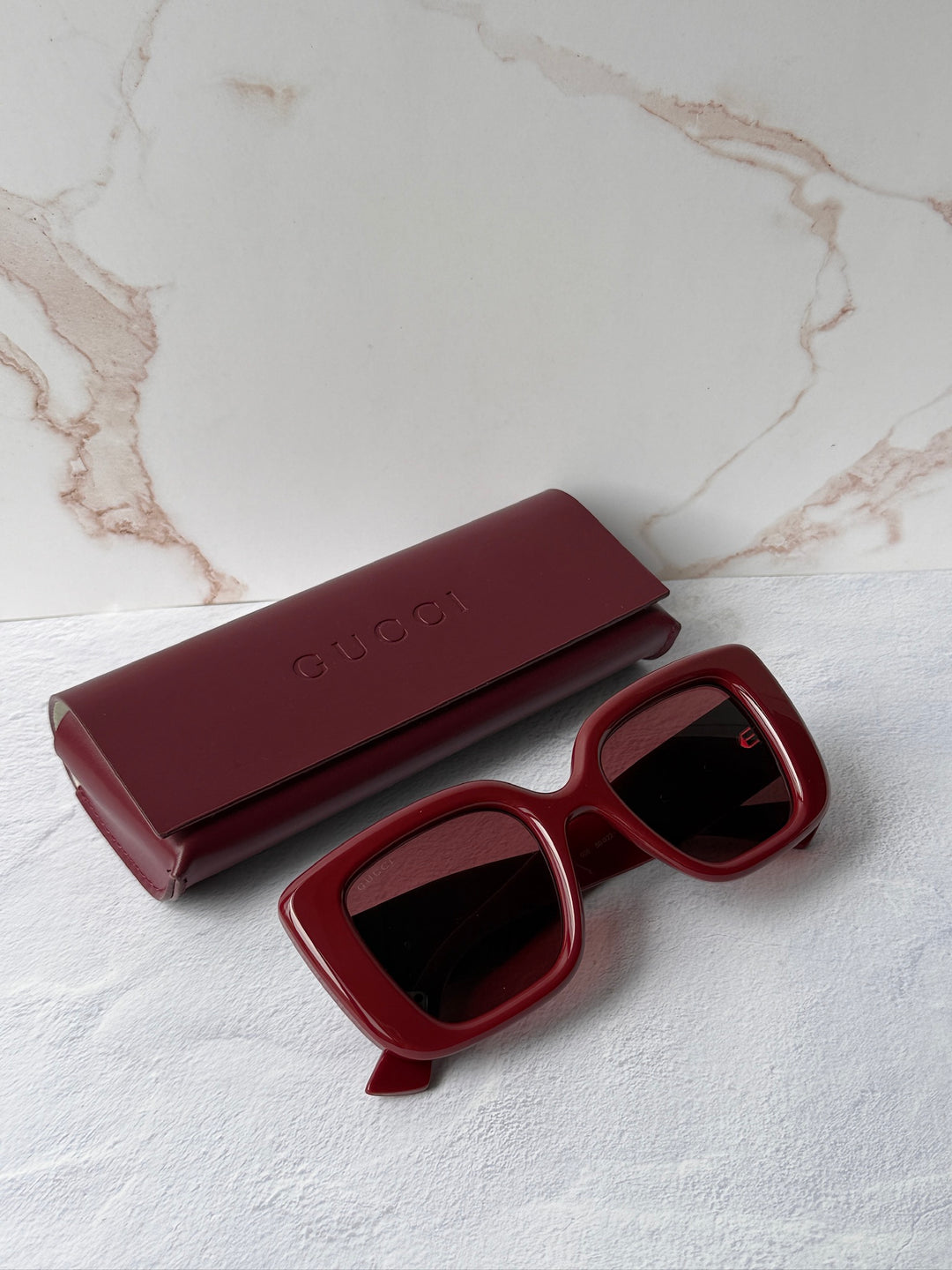 Gucci GG1975S Thick Rim Cat Eye Sunglasses in Burgundy