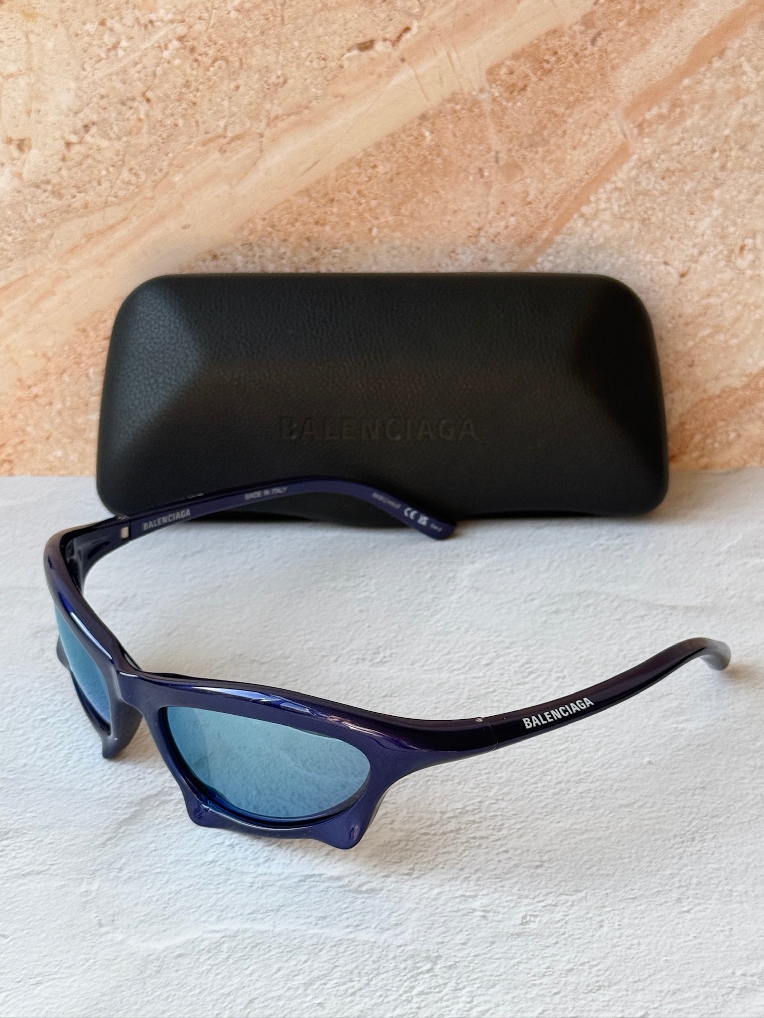 Balenciaga BB0229S Bat Sunglasses in Blue Mirror | Designer Daydream