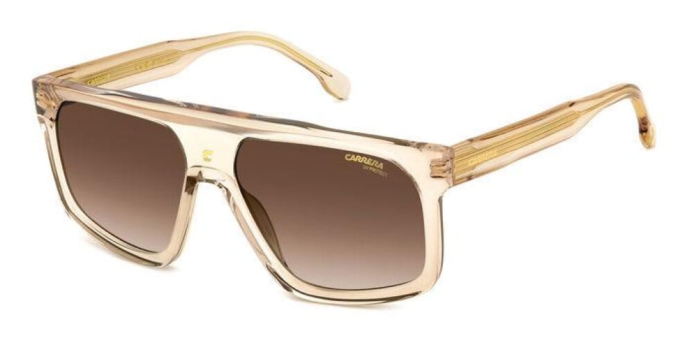 Carrera mask sunglasses with beige transparent frame and dark brown square lenses