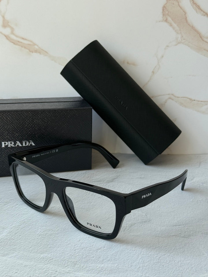 Prada PR C01V Square Eyeglasses Frames in Black