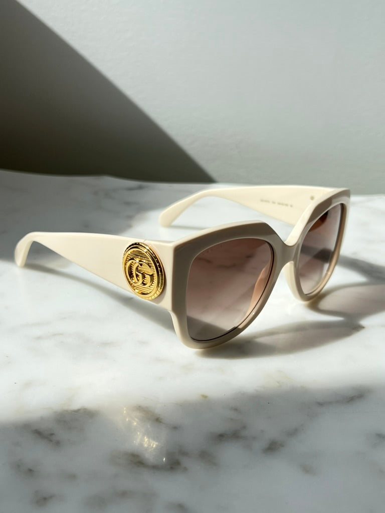 Gucci GG1407S Ivory White Oversized Sunglasses