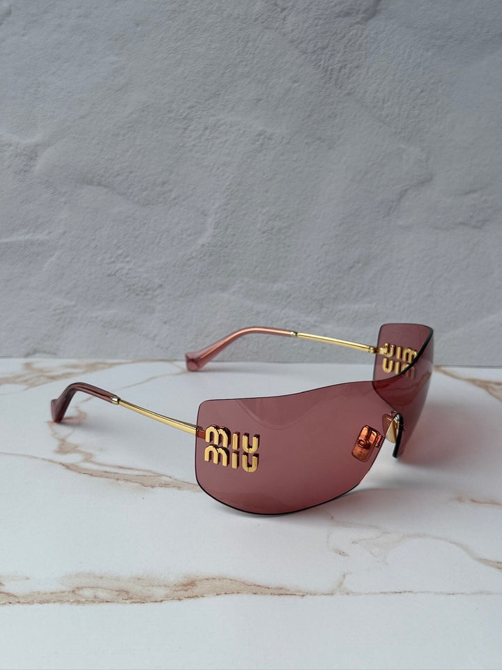 Miu Miu MU B53S Red Rimless Mask Sunglasses