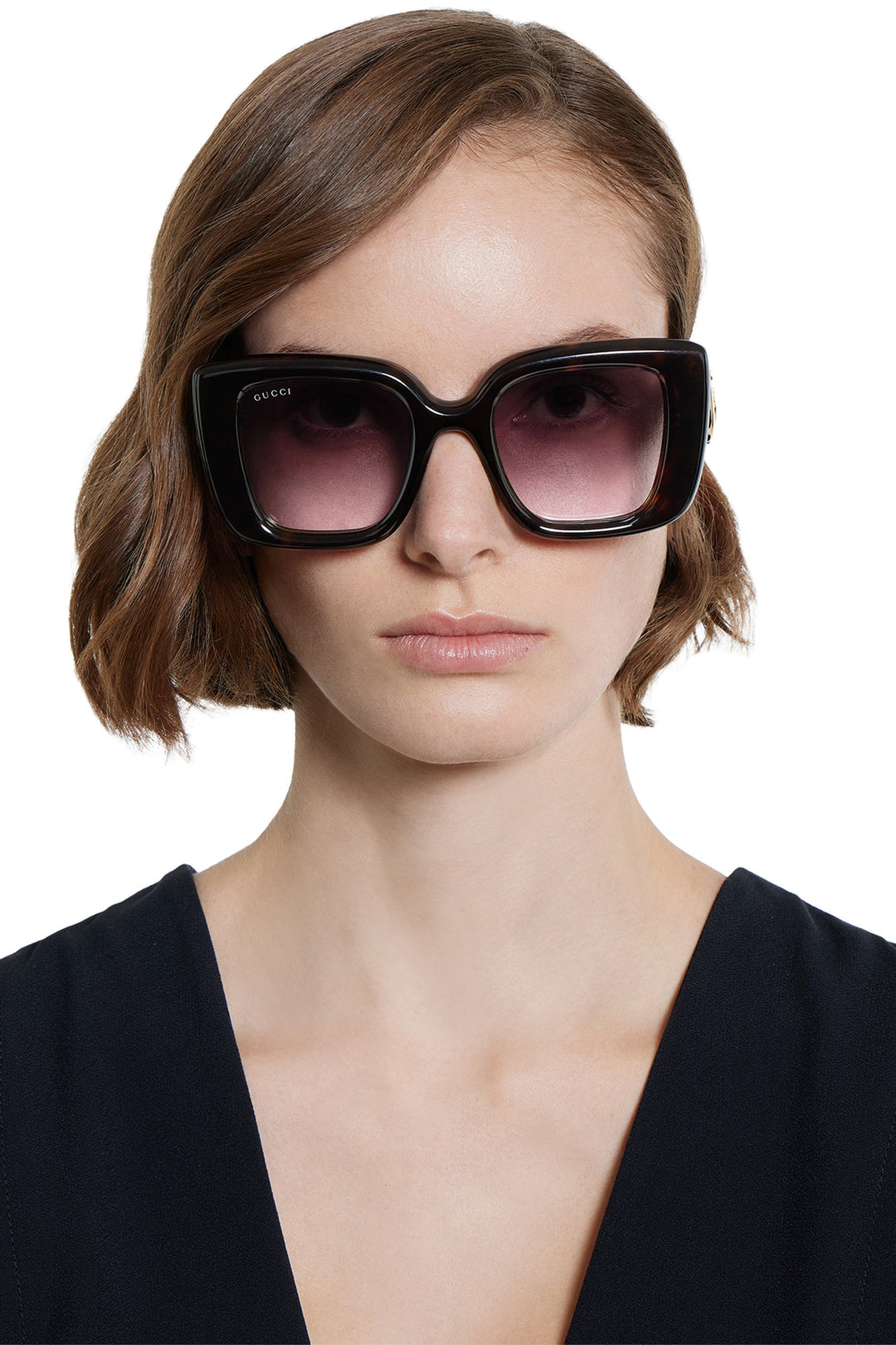 Gucci GG1975S Thick Rim Cat Eye Sunglasses in Black