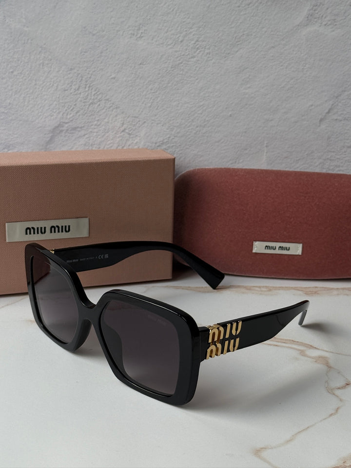 Miu Miu MU10YS Black Gold Square Sunglasses