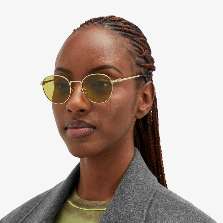 Miu Miu MU55ZS Gold Green Lens Round Sunglasses