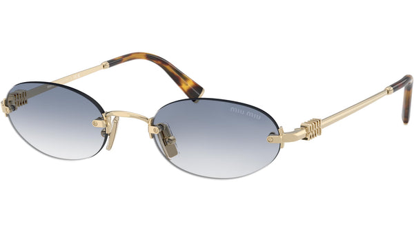 Miu Miu MU A54S Gold Blue Oval Rimless Sunglasses