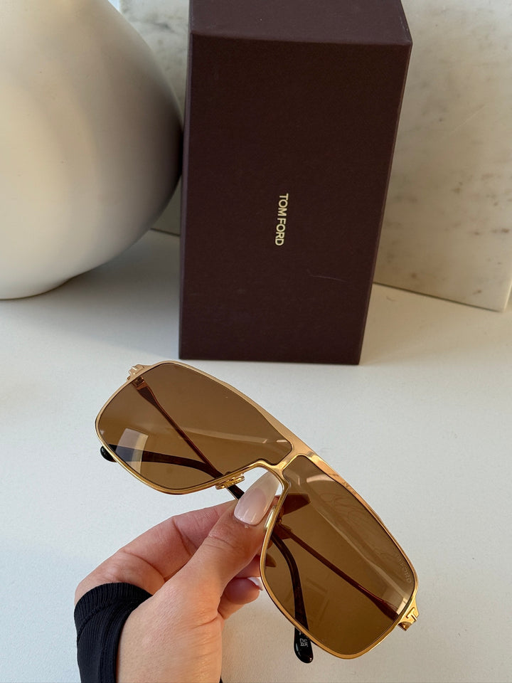 Tom Ford Zappa FT1173 Aviator Sunglasses in Gold Brown