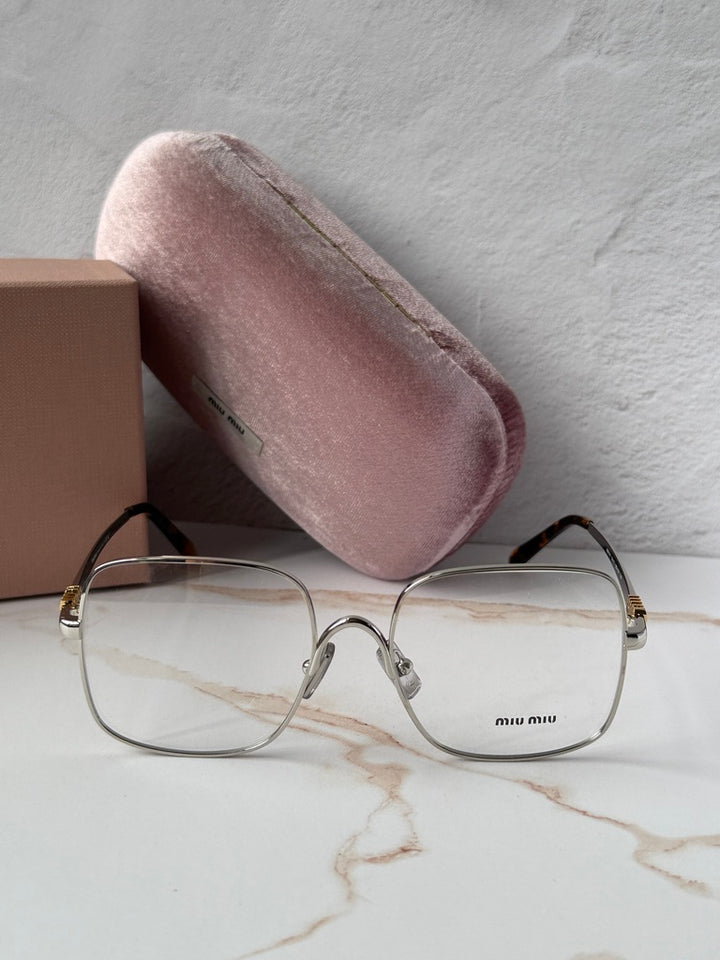 Miu Miu MU51YV Silver Oversized Square Eyeglasses Frames